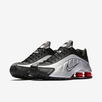 Nike Shox R4 - Férfi Utcai Cipő - Fekete/Narancssárga/Metal Titán